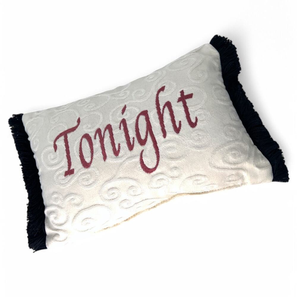 Sexy Throw Pillow Tonight or Not Tonight Reversible Damask Bedroom Fringe